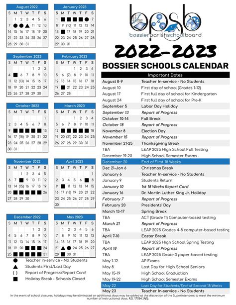 Get Directions. . Bossier schools calendar